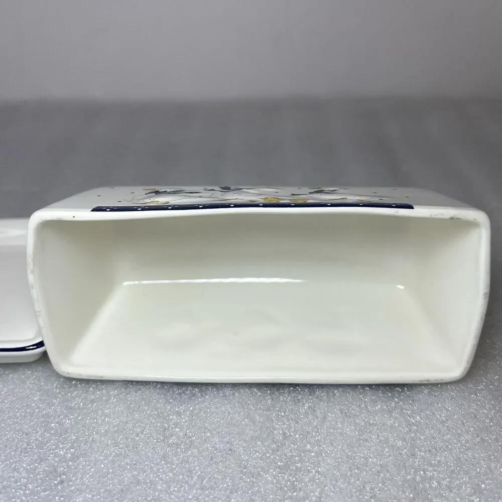 Vtg Geese Goslings Covered Butter Dish Farmhouse Cottagecore Country Motif Japan